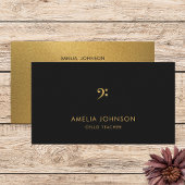 Gold Bass Clef Professionele Muziek Leraar Visitekaartje