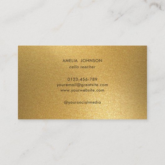 Gold Bass Clef Professionele Muziek Leraar Visitekaartje (Achterkant)