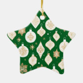 Gold Bauble Design green background Keramisch Ornament (Achterkant)