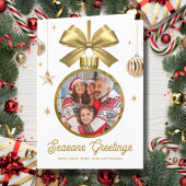 Gold Bauble familiefoto Feestdagen Kaart
