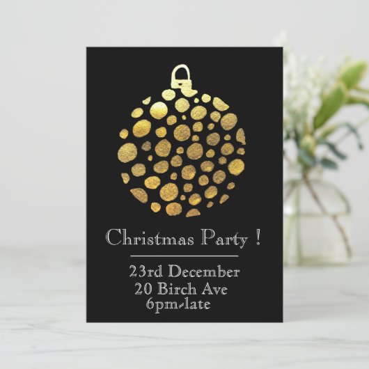 Gold bauble glazen kerstfeestmaal kaart (Staand voorkant)