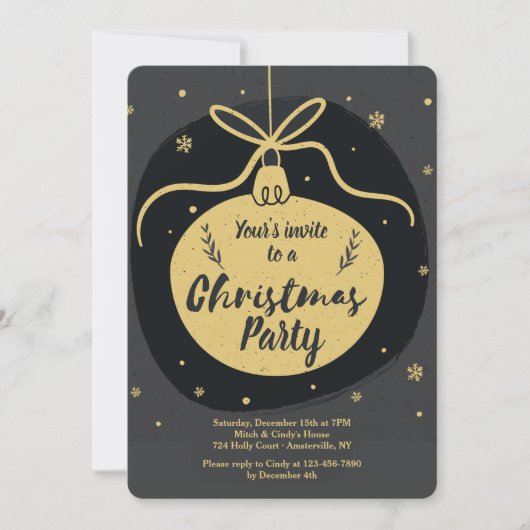 Gold Bauble kerstparty Kaart (Voorkant)