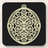 Gold Bauble op zwart Bier Onderzetter (Voorkant)