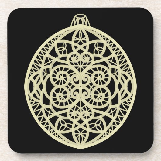 Gold Bauble op zwart Bier Onderzetter (Voorkant)