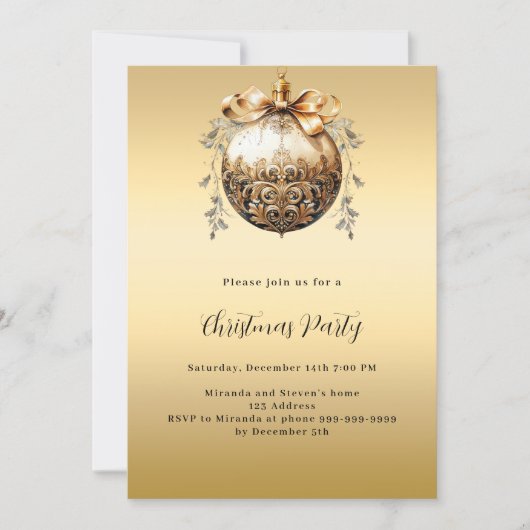 Gold bauble vintage kerstfeest kaart (Voorkant)