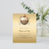 Gold bauble vintage kerstfeest uitnodiging (Staand voorkant)