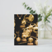 Gold Baubles and Spiral Pattern Briefkaart (Staand voorkant)