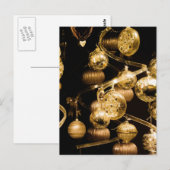 Gold Baubles and Spiral Pattern Briefkaart (Voorkant / Achterkant)