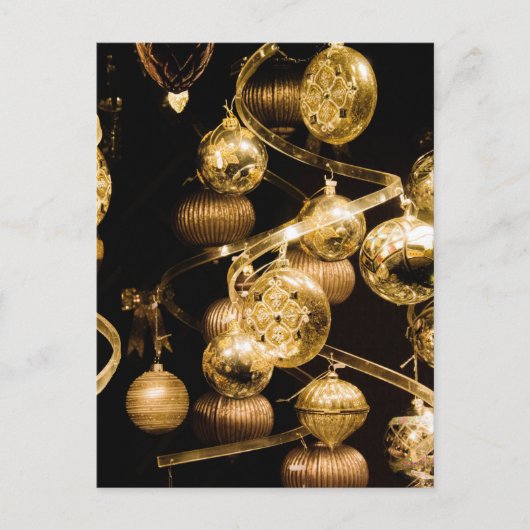 Gold Baubles and Spiral Pattern Briefkaart (Voorkant)