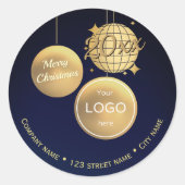 Gold Baubles Christmas Logo adres terug sticker (Voorkant)