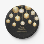 Gold Baubles Christmas Tree Ornaments Party Papieren Bordje (Voorkant)