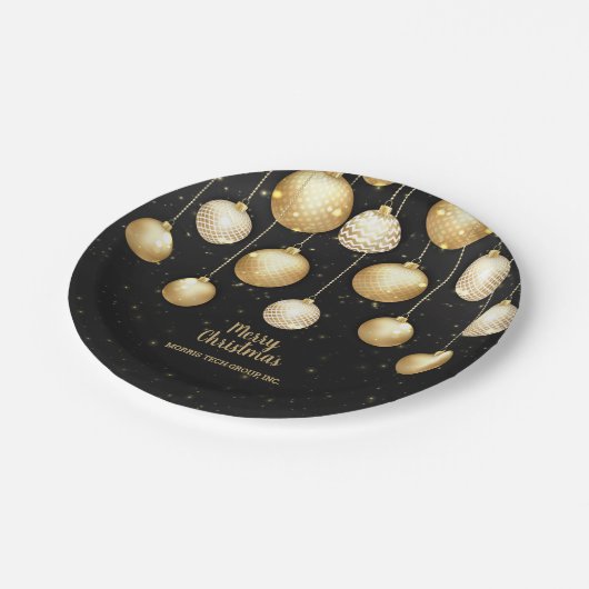 Gold Baubles Christmas Tree Ornaments Party Papieren Bordje (Gekanteld)