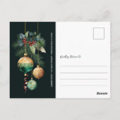 Gold Baubles Christmas Tree Party Invitation Briefkaart (Achterkant)