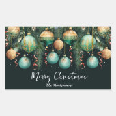 Gold Baubles Christmas Tree Rechthoekige Sticker (Voorkant)