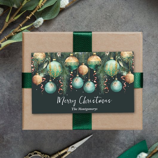 Gold Baubles Christmas Tree Rechthoekige Sticker