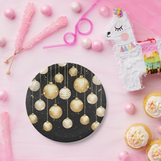 Gold Baubles kerstboomfeest Ornamenten Papieren Bordje (Feest)