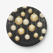 Gold Baubles kerstboomfeest Ornamenten Papieren Bordje (Voorkant)