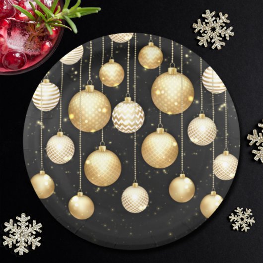 Gold Baubles kerstboomfeest Ornamenten Papieren Bordje