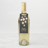 Gold Baubles kerstboomversieringen op zwart Flessenhanger (Op fles)