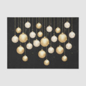 Gold Baubles kerstboomversieringen op zwart Tissuepapier (Voorkant)