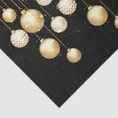 Gold Baubles kerstboomversieringen op zwart Tissuepapier (Detail)