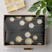 Gold Baubles kerstboomversieringen op zwart Tissuepapier (Geschenk)