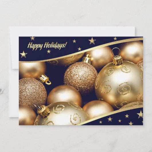 Gold Baubles kerstfeestdag Kaart (Voorkant)