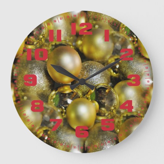 Gold Baubles Kerstmis Grote Klok (Voorkant)