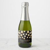 Gold Baubles kerstversieringen op Black Mini Sparkling Wijnetiket (Voorkant)