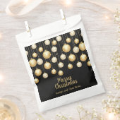 Gold Baubles kerstversieringen op zwart Bedankzakje (Geknipt)