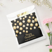Gold Baubles kerstversieringen op zwart Bedankzakje (Gezegeld)