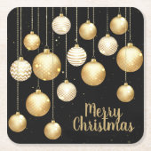 Gold Baubles kerstversieringen op zwart Kartonnen Onderzetters (Voorkant)