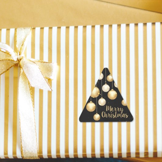 Gold Baubles kerstversieringen op zwart Sticker