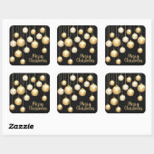 Gold Baubles kerstversieringen op zwart Vierkante Sticker (Vel)