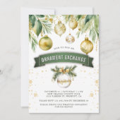 Gold Baubles Ornament Exchange kerstfeest Kaart (Voorkant)