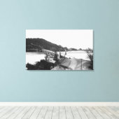 Gold Beach, Oregon Bridge over de rivier de Rogue Canvas Afdruk (Insitu (Houten vloer))
