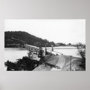 Gold Beach, Oregon Bridge over de rivier de Rogue Poster