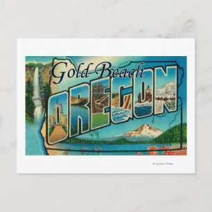 Gold Beach, Oregon - grote Letter-scènes Briefkaart