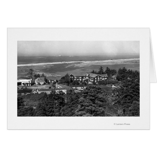 Gold Beach, Oregon Town Uitzicht en Sunset Inn (Voorkant Horizontaal)