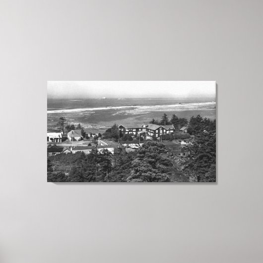 Gold Beach, Oregon Town Uitzicht en Sunset Inn Canvas Afdruk (Voorkant)