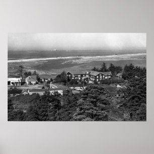 Gold Beach, Oregon Town Uitzicht en Sunset Inn Poster