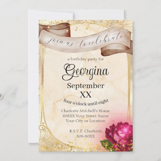 Gold Beauty en de Beast  Fairy Tale Kaart (Voorkant)