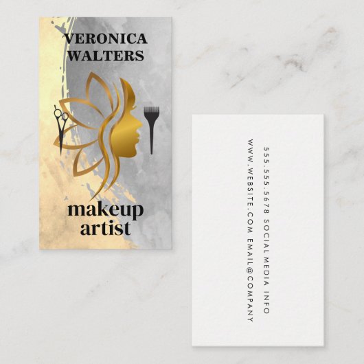 Gold Beauty Logo | Haren stylist tools Visitekaartje (Voorkant / Achterkant)