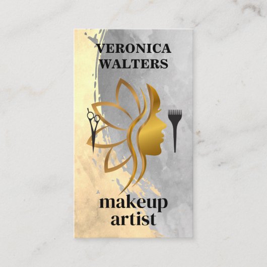Gold Beauty Logo | Haren stylist tools Visitekaartje (Voorkant)