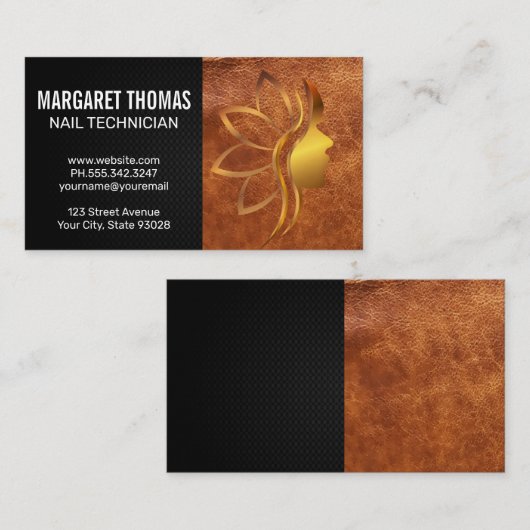 Gold Beauty Logo | leer Visitekaartje (Voorkant / Achterkant)