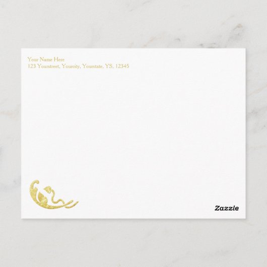 Gold Bedankt briefkaarten Monogram bruiloft set (Achterkant)