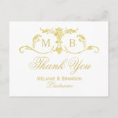 Gold Bedankt briefkaarten Monogram bruiloft set (Voorkant)