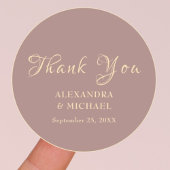 Gold Bedankt Calligraphy Dusty Roos Wedding Ronde Sticker