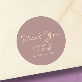 Gold Bedankt Calligraphy Dusty Roos Wedding Ronde Sticker