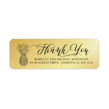 Gold Bedankt en Pineapple Return Address Labels